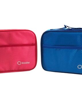 Kinsho Bento Box Insulated Travel Packing Cubes Set - Pink & Blue EUC